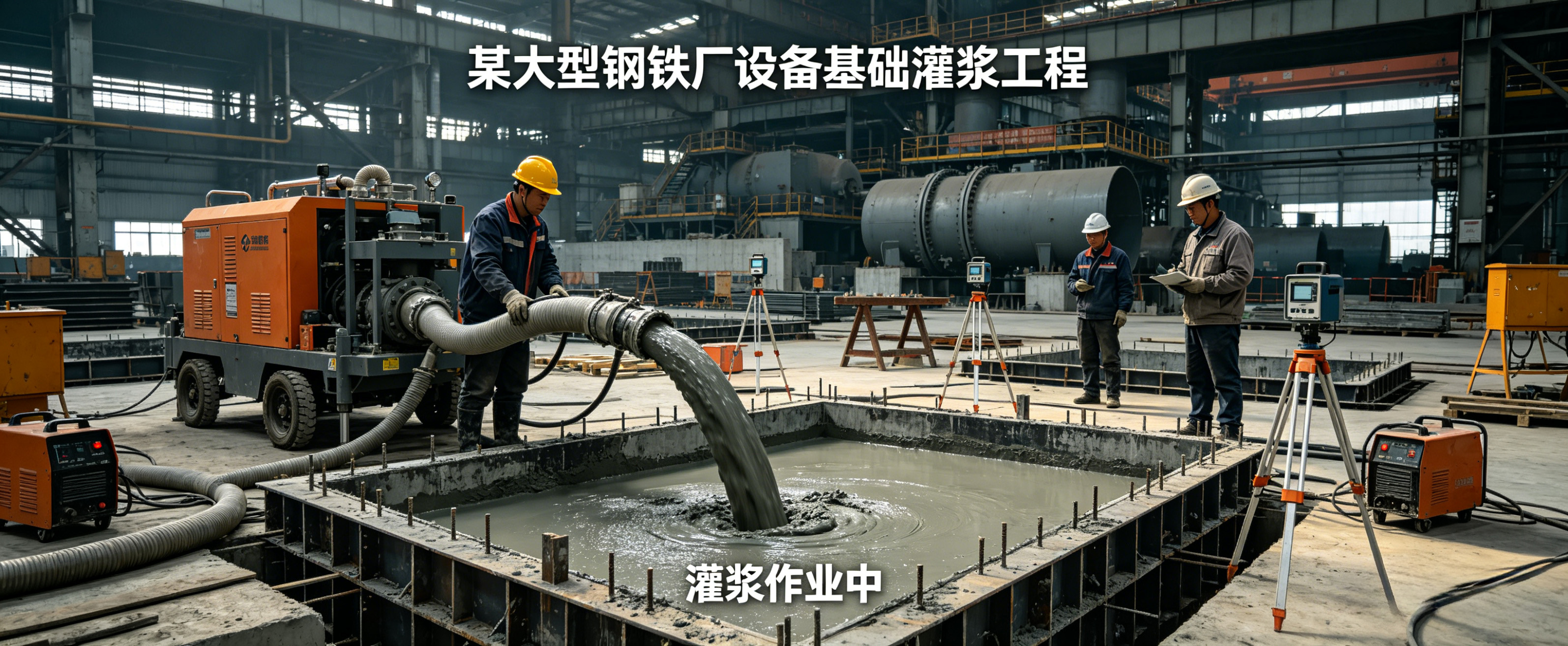 某大型钢铁厂设备基础灌浆工程